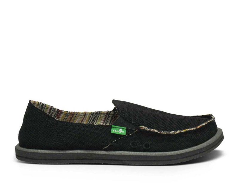 Sanuk Donna Hemp Women\'s Sidewalk Surfers Black | Canada 150LIS